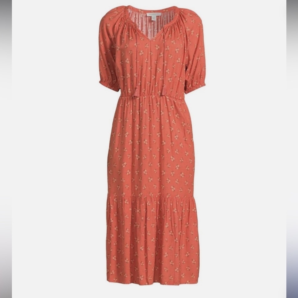 beachlunchlounge Terracotta Floral Midi Dress - Picture 3 of 4